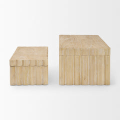 Strata Whitewash Fluted Wood Decorative Box Set