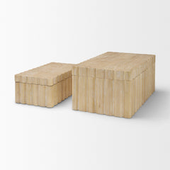 Strata Whitewash Fluted Wood Decorative Box Set