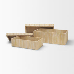 Strata Whitewash Fluted Wood Decorative Box Set