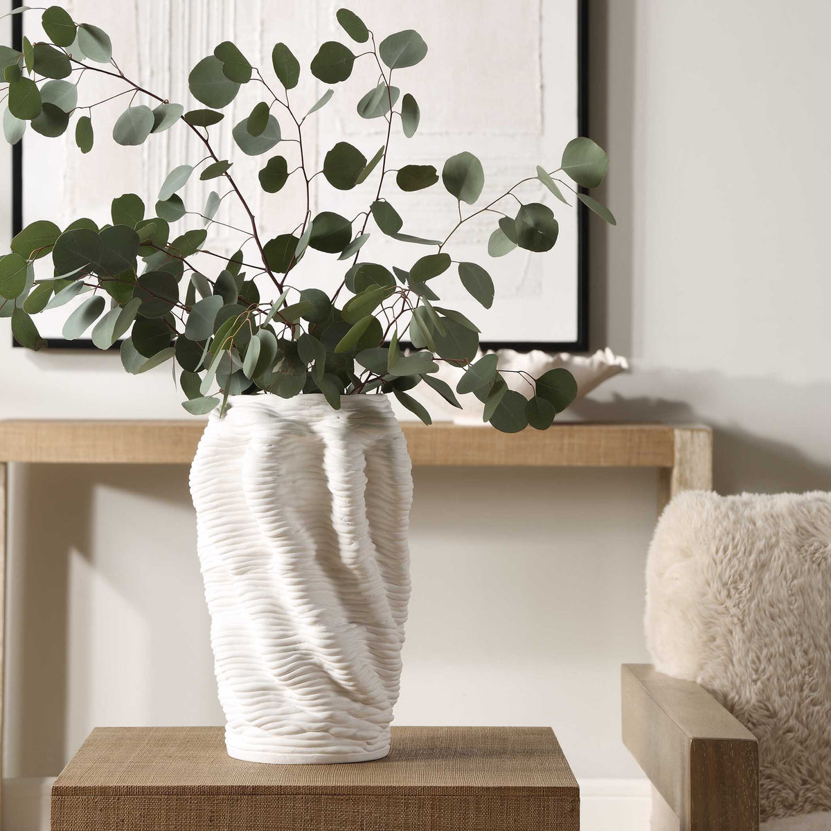 Stratified Matte White Vase - Ornate Home