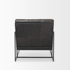 Stratton Gunmetal/Aged Black Genuine Leather Upholstered Accent Chair