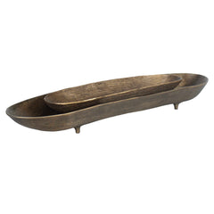 Stratum Brass Oval Bowls (Set of 2) - Ornate Home