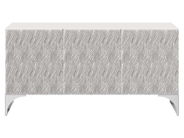 Stratum Polished Nickel/Fossil Buffet - Ornate Home