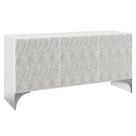 Stratum Polished Nickel/Fossil Buffet - Ornate Home