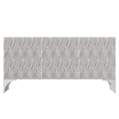 Stratum Polished Nickel/Fossil Buffet - Ornate Home