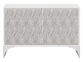 Stratum Polished Nickel/Fossil Door Chest - Ornate Home
