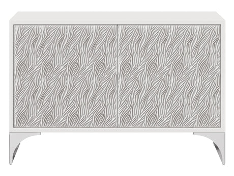 Stratum Polished Nickel/Fossil Door Chest - Ornate Home