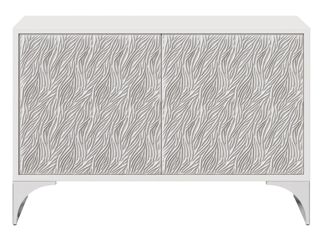 Stratum Polished Nickel/Fossil Door Chest - Ornate Home