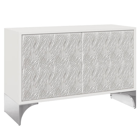 Stratum Polished Nickel/Fossil Door Chest - Ornate Home