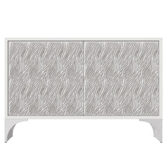 Stratum Polished Nickel/Fossil Door Chest - Ornate Home