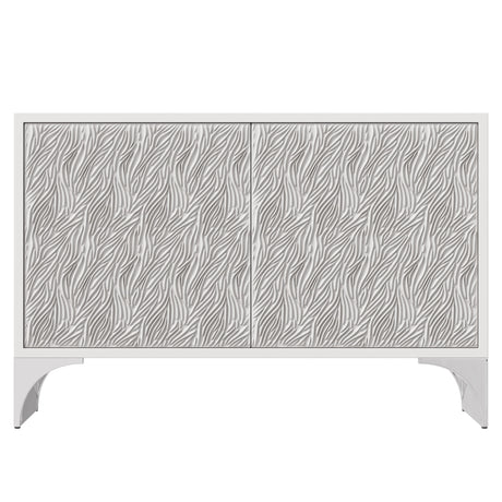 Stratum Polished Nickel/Fossil Door Chest - Ornate Home