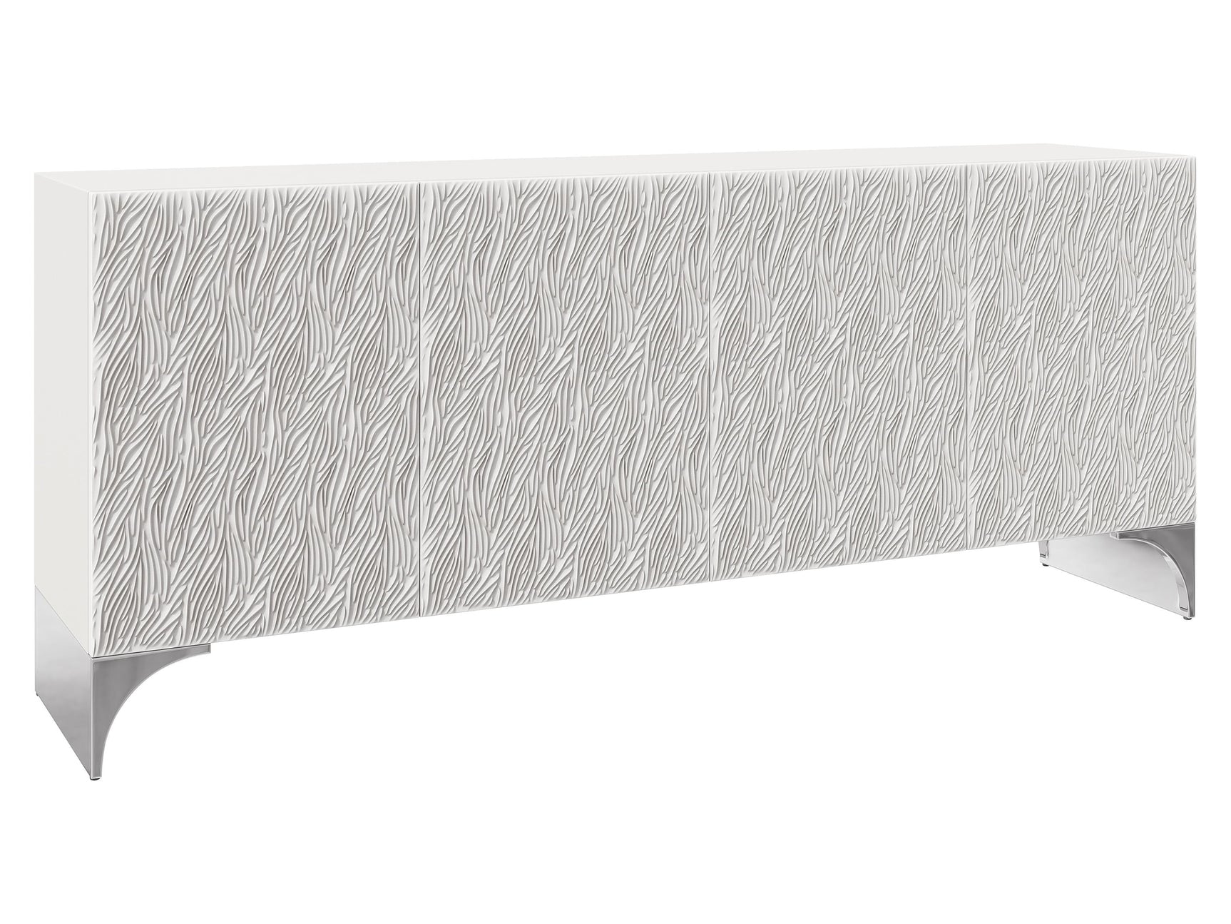 Stratum Polished Nickel/Fossil Entertainment Credenza - Ornate Home