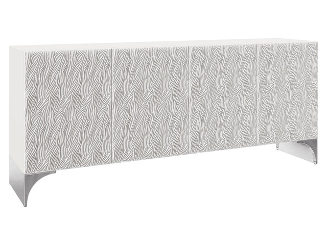 Stratum Polished Nickel/Fossil Entertainment Credenza - Ornate Home