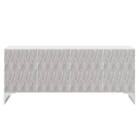 Stratum Polished Nickel/Fossil Entertainment Credenza - Ornate Home