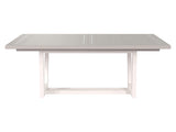 Stratum Polished Nickel/Fossil/Mist Dining Table - Ornate Home