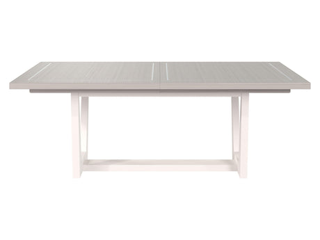 Stratum Polished Nickel/Fossil/Mist Dining Table - Ornate Home