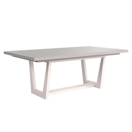 Stratum Polished Nickel/Fossil/Mist Dining Table - Ornate Home
