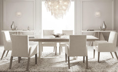 Stratum Polished Nickel/Fossil/Mist Dining Table - Ornate Home