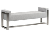 Stratum Polished Nickel/Grey Fabric Bench - Ornate Home
