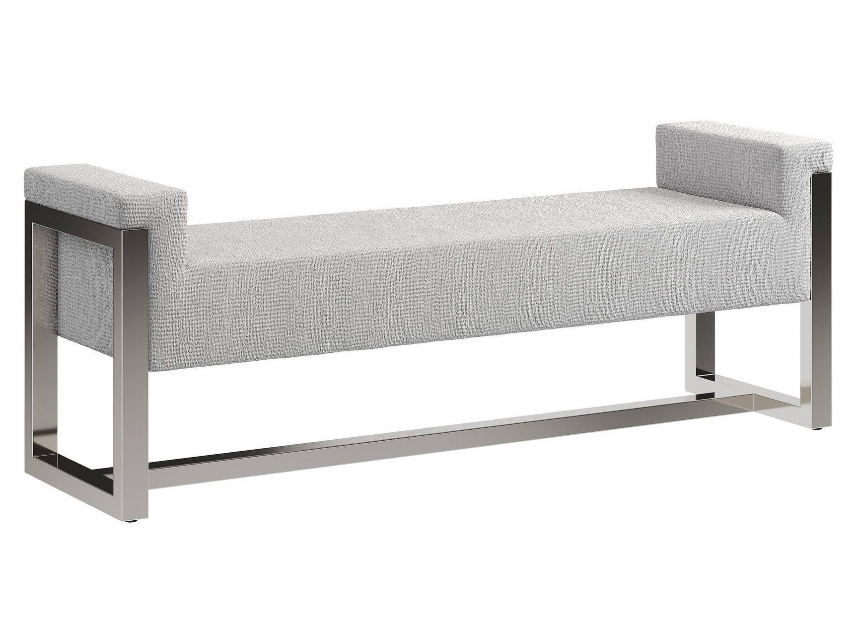Stratum Polished Nickel/Grey Fabric Bench - Ornate Home