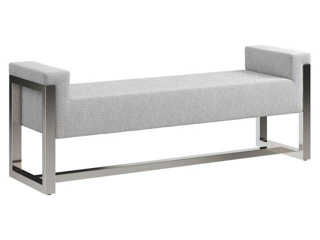 Stratum Polished Nickel/Grey Fabric Bench - Ornate Home