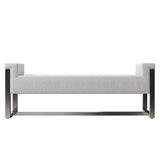 Stratum Polished Nickel/Grey Fabric Bench - Ornate Home