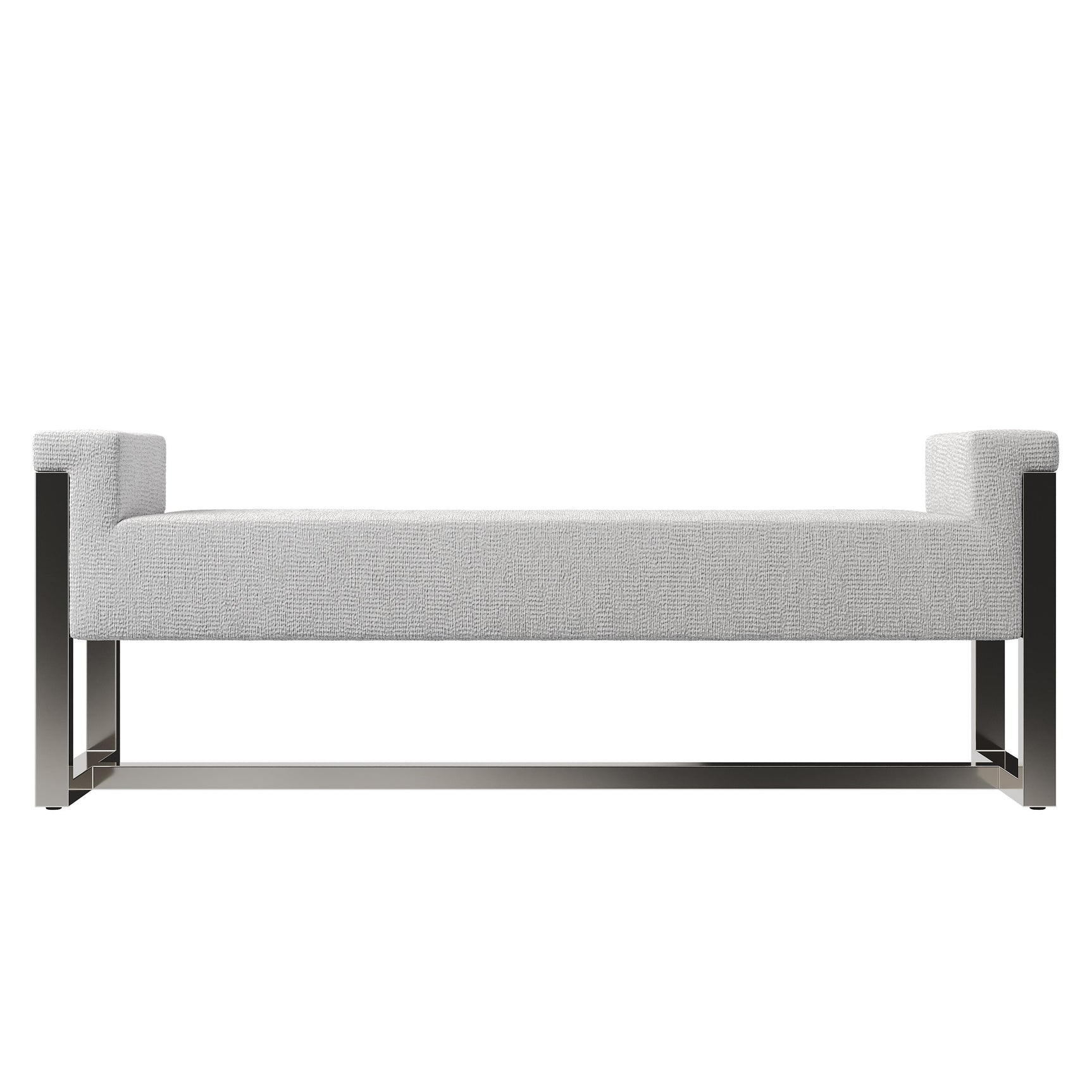 Stratum Polished Nickel/Grey Fabric Bench - Ornate Home