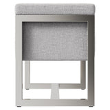 Stratum Polished Nickel/Grey Fabric Bench - Ornate Home