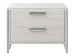 Stratum Polished Nickel/Mist Nightstand (38" W) - Ornate Home