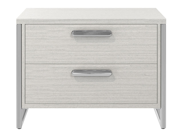 Stratum Polished Nickel/Mist Nightstand (38" W) - Ornate Home
