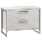Stratum Polished Nickel/Mist Nightstand (38" W) - Ornate Home