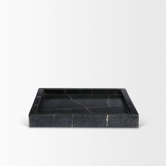 Stratus Black Marble Square Decorative Tray