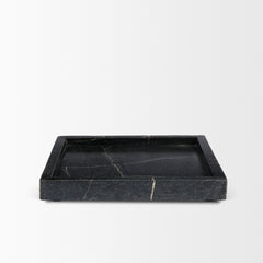 Stratus Black Marble Square Decorative Tray