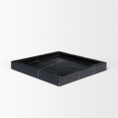 Stratus Black Marble Square Decorative Tray