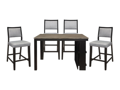 Stratus Gray / Black 5-piece Dinig Table Set - Ornate Home