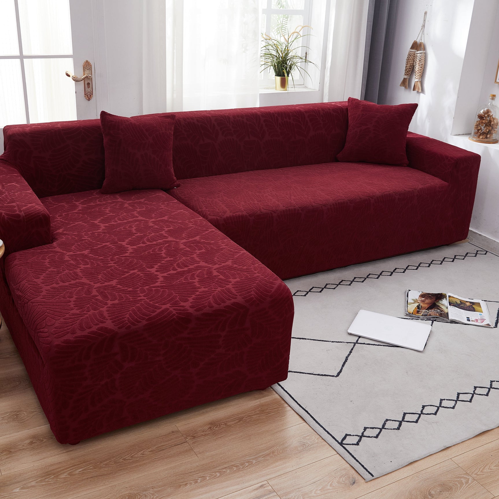 Stretch Couch Covers for 1/2/3/4/5 Seater L Shape Sofa Slipcovers with Elastic Bottom for Kids - Ornate Home