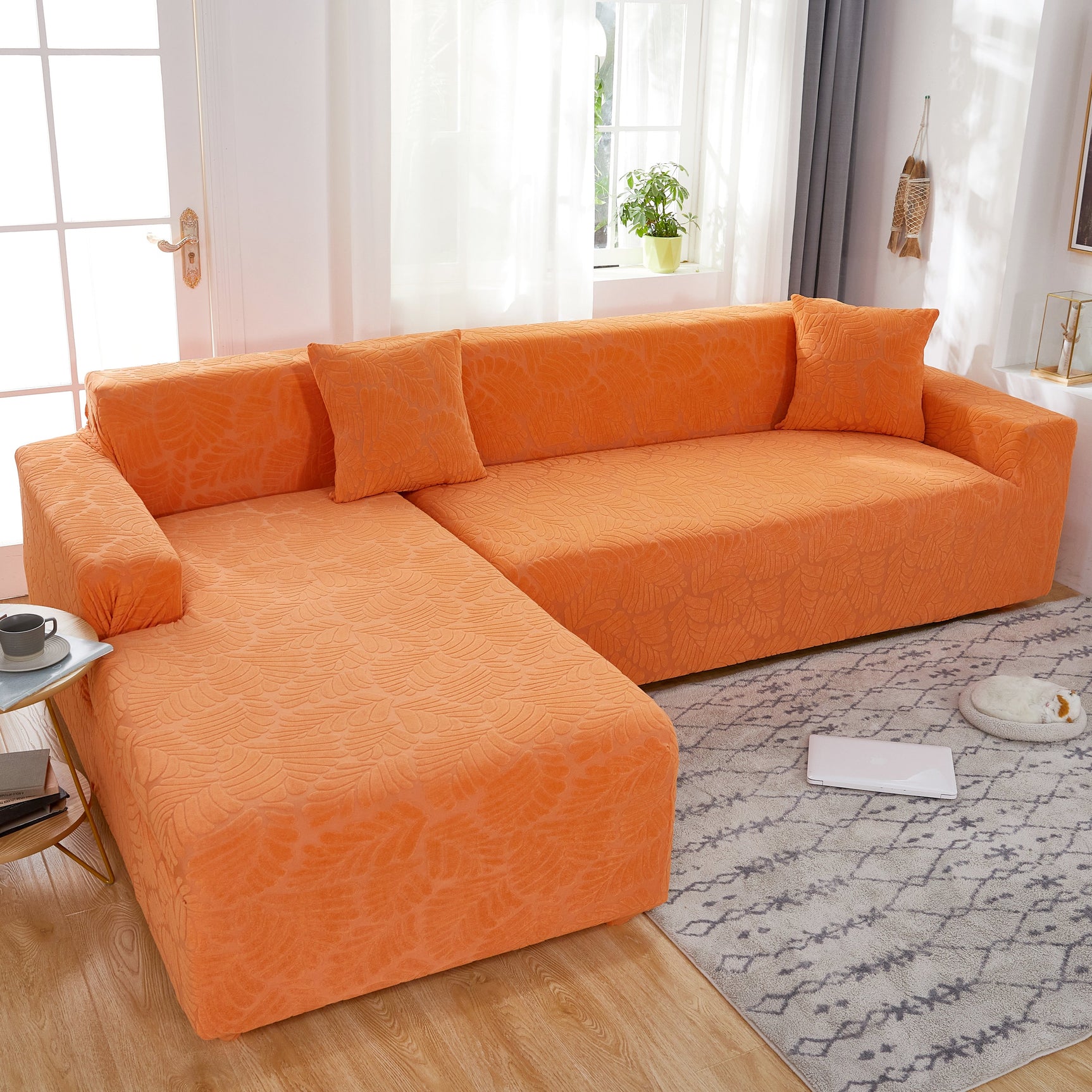 Stretch Couch Covers for 1/2/3/4/5 Seater L Shape Sofa Slipcovers with Elastic Bottom for Kids - Ornate Home