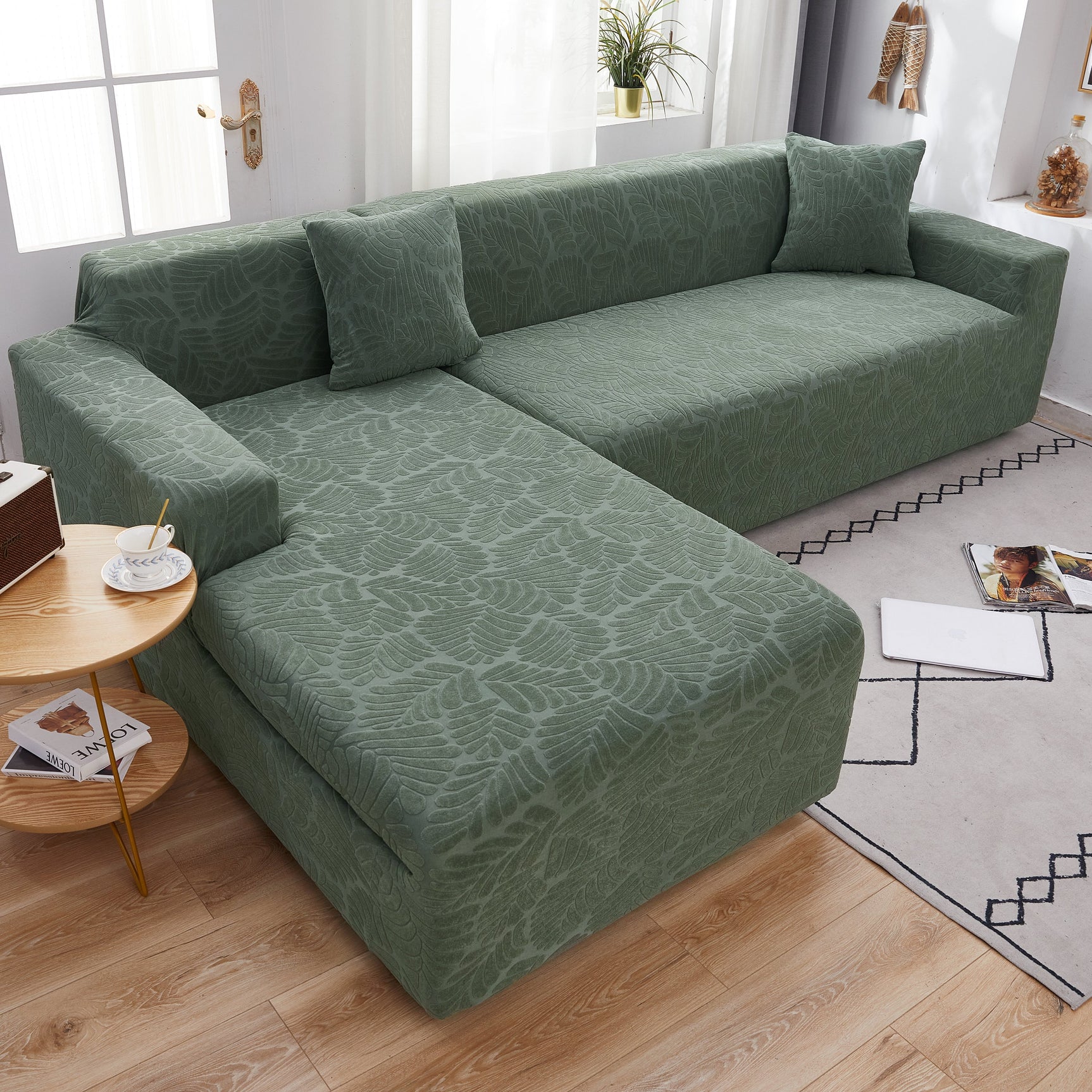 Stretch Couch Covers for 1/2/3/4/5 Seater L Shape Sofa Slipcovers with Elastic Bottom for Kids - Ornate Home
