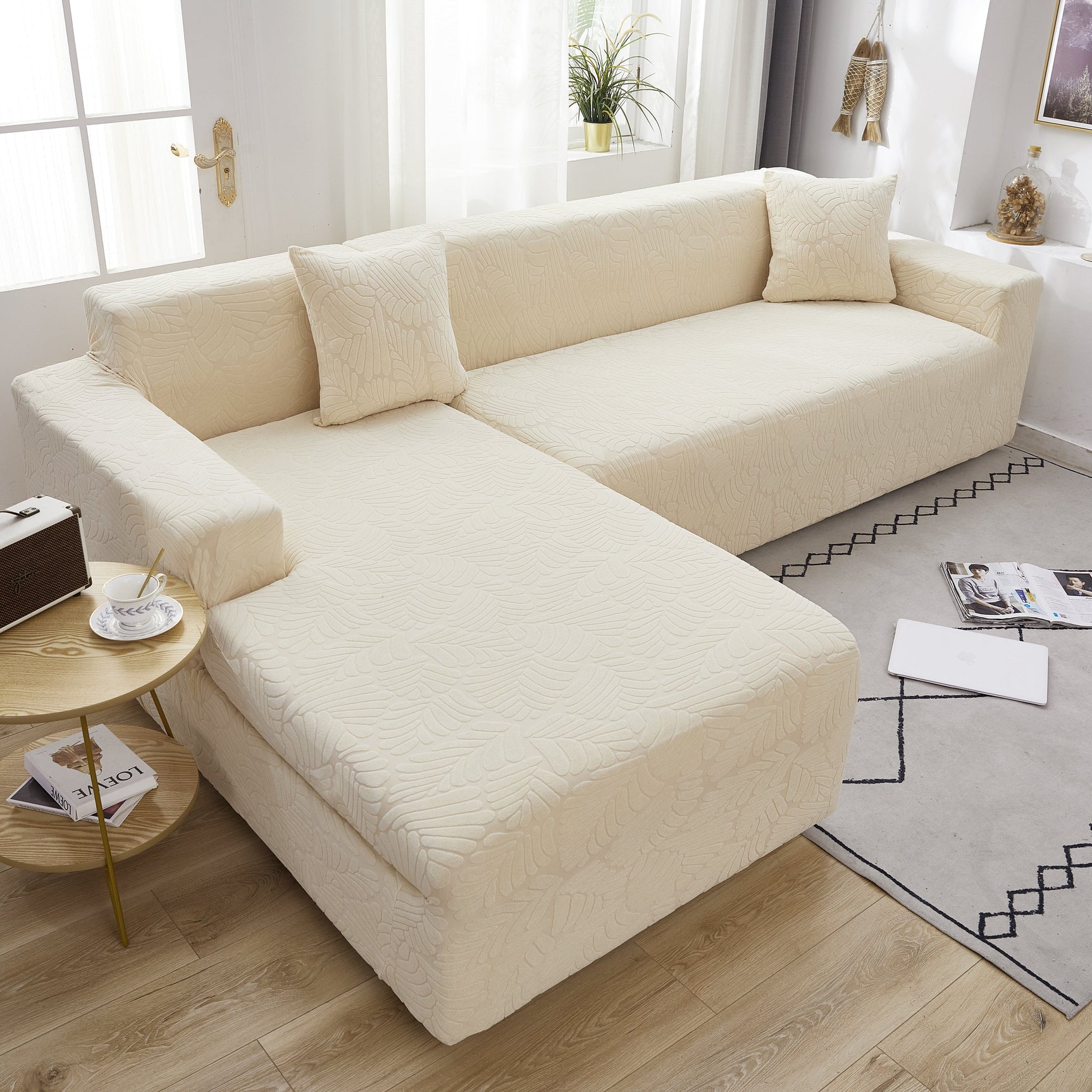 Stretch Couch Covers for 1/2/3/4/5 Seater L Shape Sofa Slipcovers with Elastic Bottom for Kids - Ornate Home