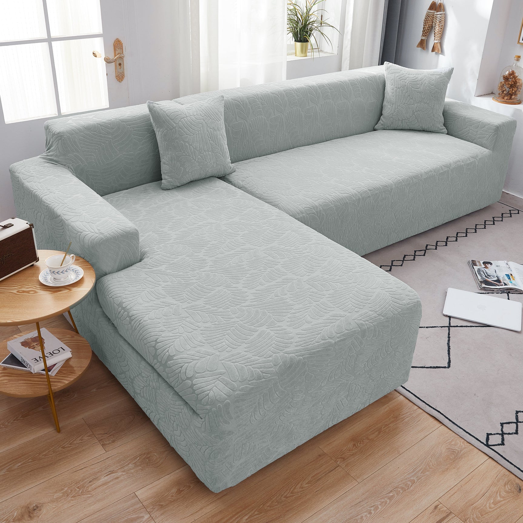 Stretch Couch Covers for 1/2/3/4/5 Seater L Shape Sofa Slipcovers with Elastic Bottom for Kids - Ornate Home