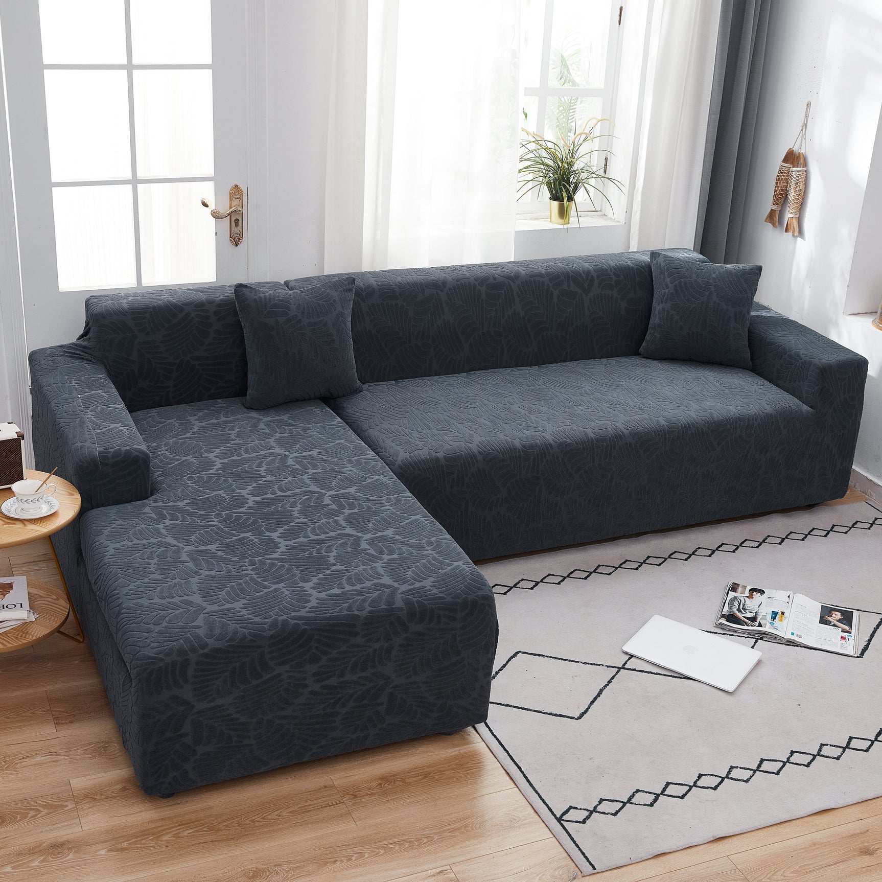 Stretch Couch Covers for 1/2/3/4/5 Seater L Shape Sofa Slipcovers with Elastic Bottom for Kids - Ornate Home