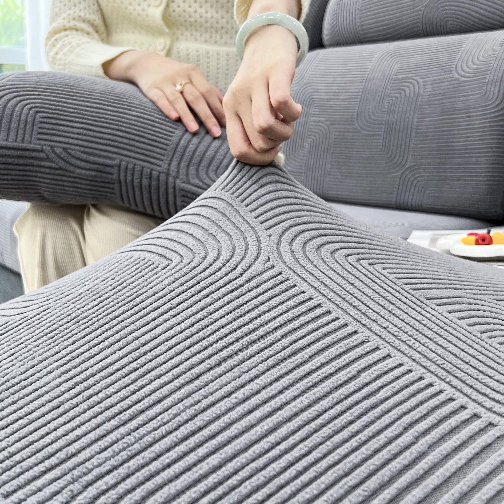 Stretch Couch Cushion Covers, Washable Chaise Lounge Sofa Slipcover, Elastic Furniture Protector for Pets, Kid - Ornate Home