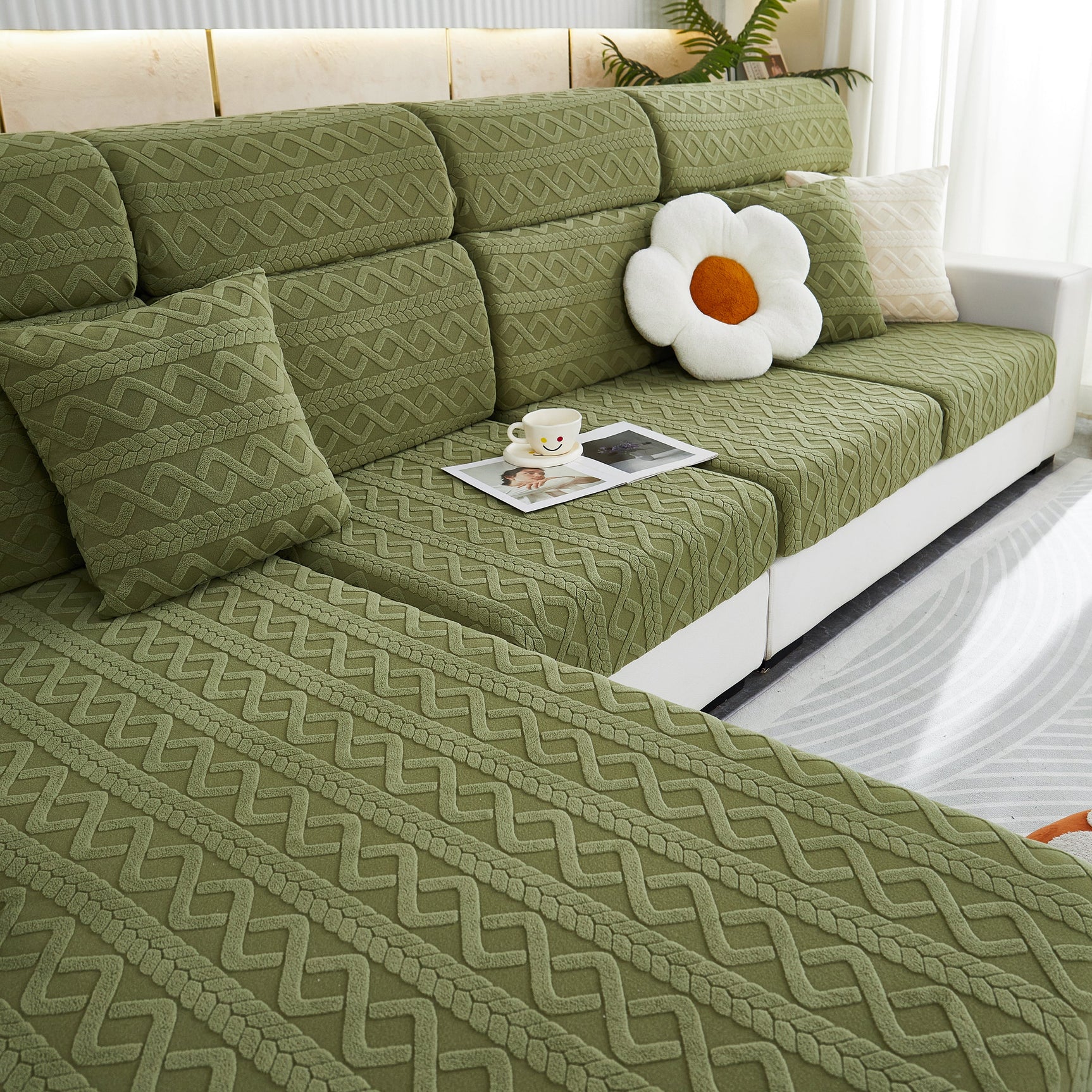 Stretch Couch Seat Cushion Covers, Sofa Slipcover Sofa Cover Soft Flexibility with Elastic Bottom - Ornate Home
