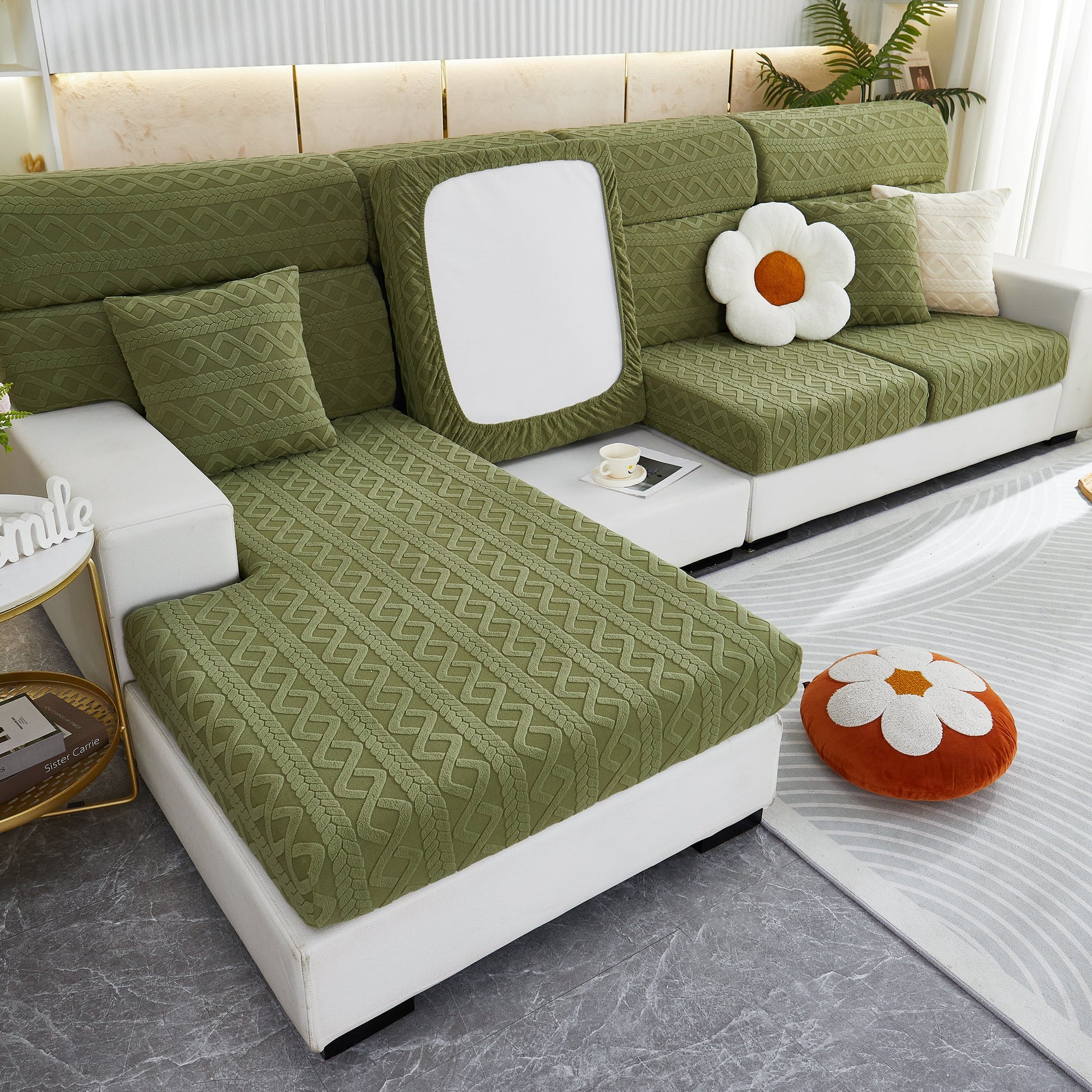 Stretch Couch Seat Cushion Covers, Sofa Slipcover Sofa Cover Soft Flexibility with Elastic Bottom - Ornate Home