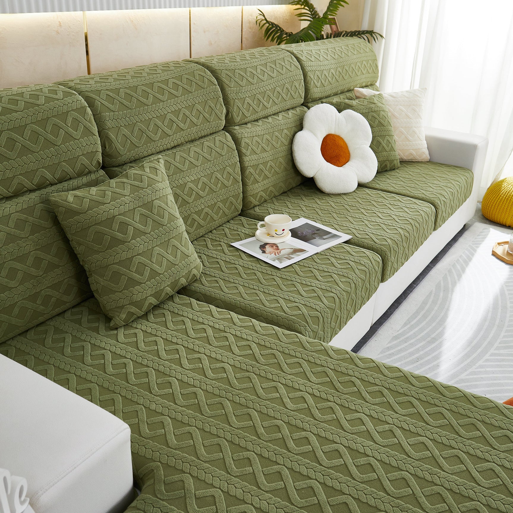 Stretch Couch Seat Cushion Covers, Sofa Slipcover Sofa Cover Soft Flexibility with Elastic Bottom - Ornate Home