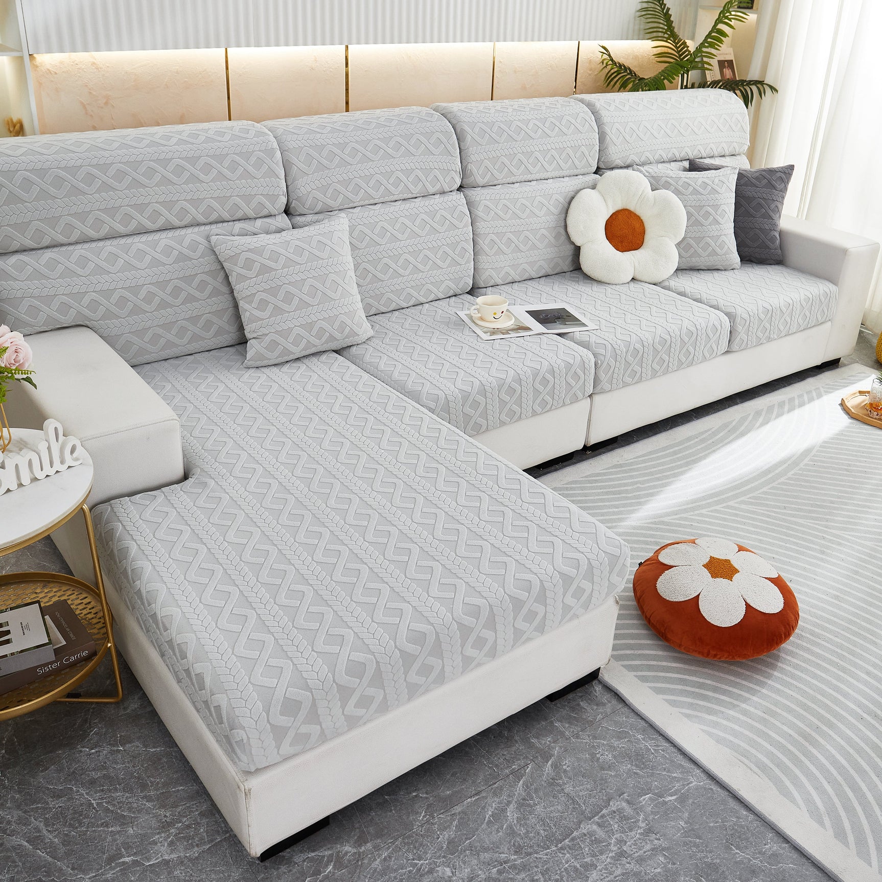 Stretch Couch Seat Cushion Covers, Sofa Slipcover Sofa Cover Soft Flexibility with Elastic Bottom - Ornate Home