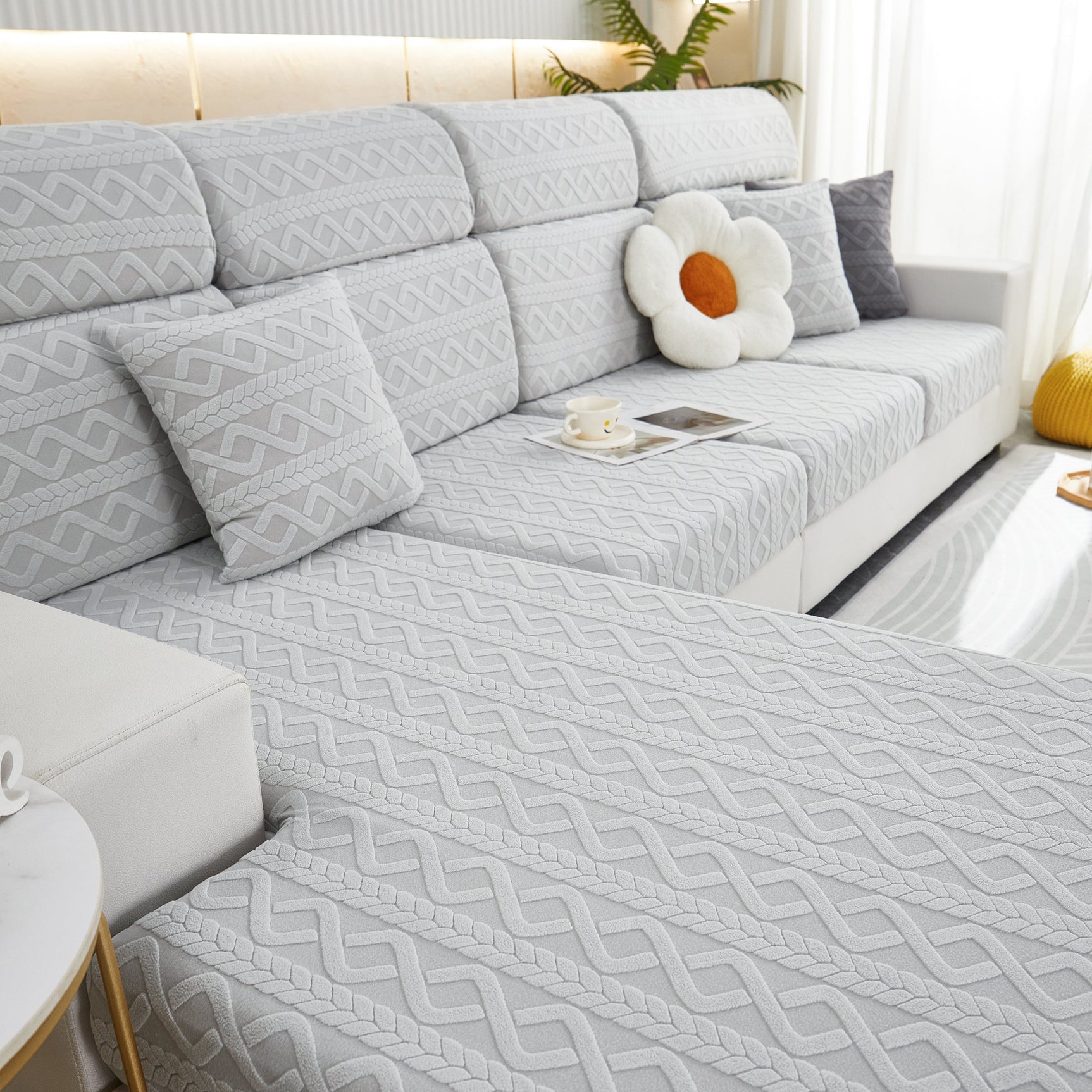 Stretch Couch Seat Cushion Covers, Sofa Slipcover Sofa Cover Soft Flexibility with Elastic Bottom - Ornate Home