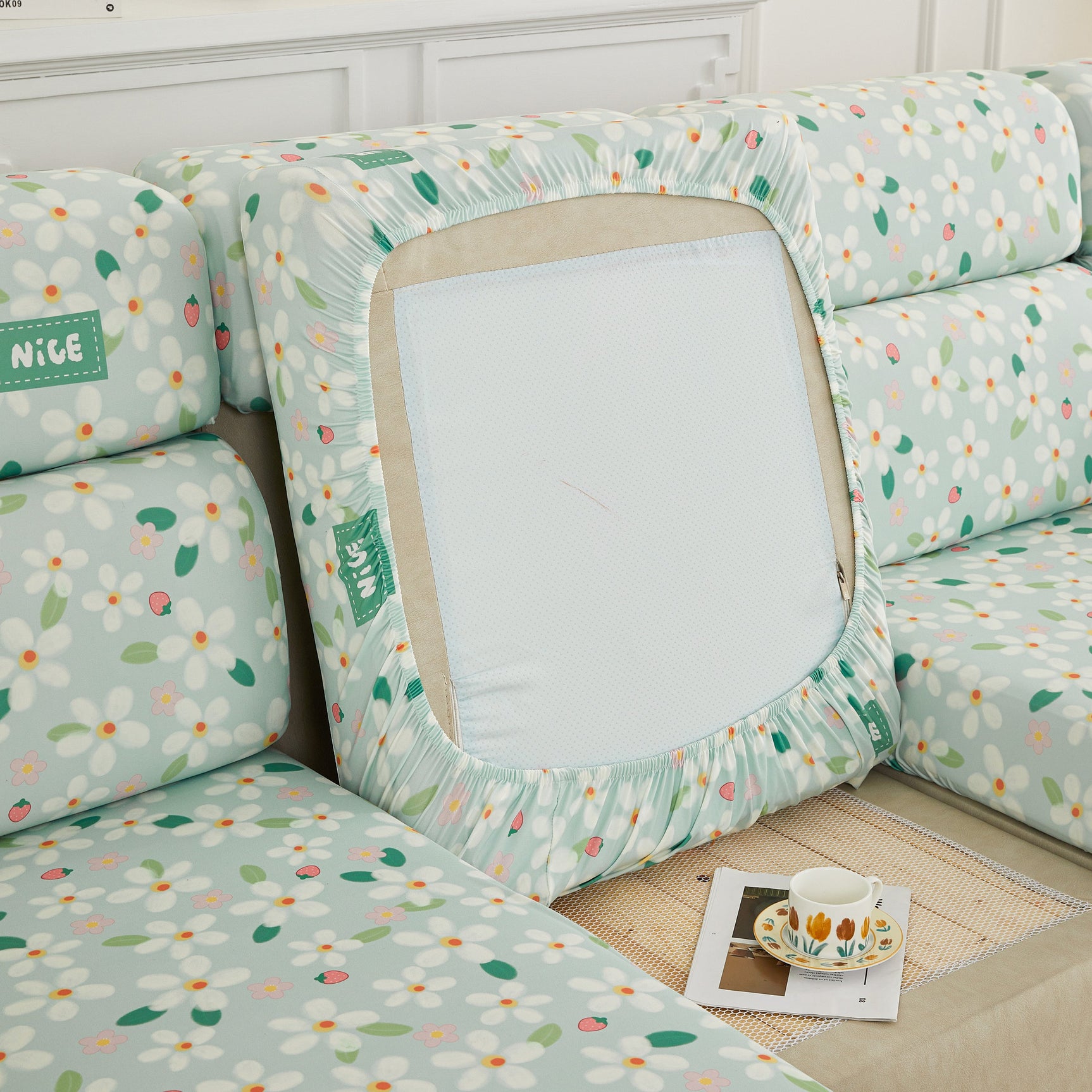 Stretch Individual Cushion Slipcovers, Furniture Protector with Elastic Bottom, Couch Cover Replacement - Ornate Home