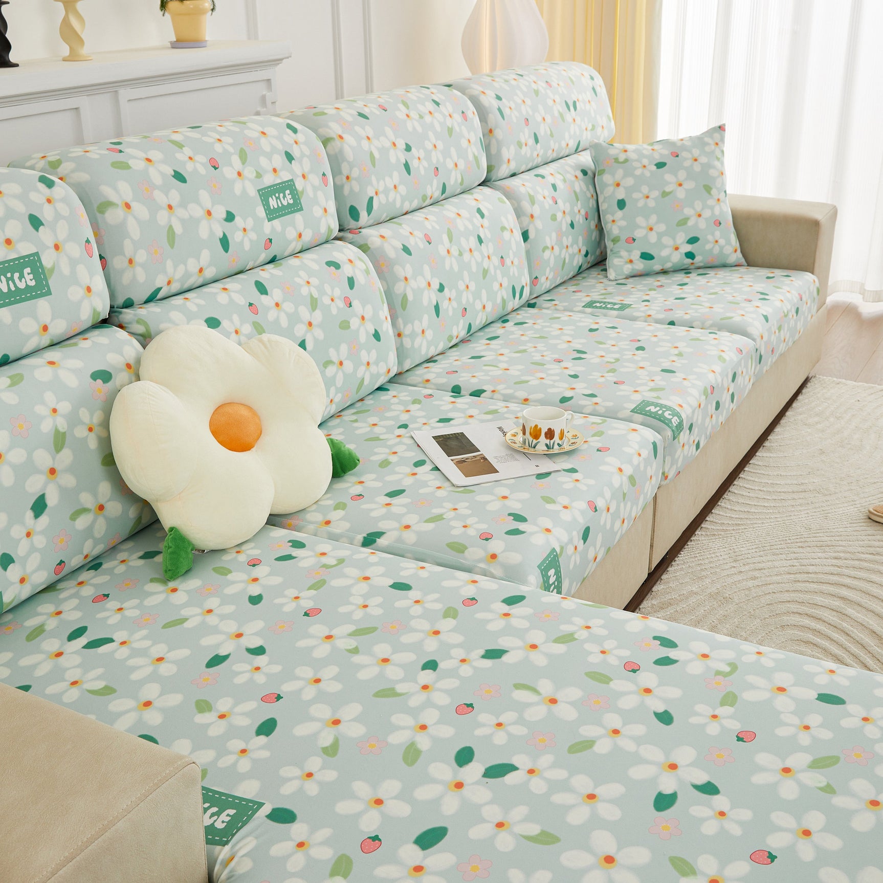 Stretch Individual Cushion Slipcovers, Furniture Protector with Elastic Bottom, Couch Cover Replacement - Ornate Home