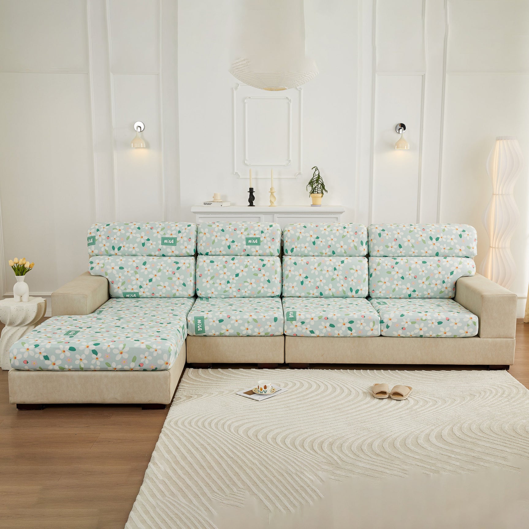 Stretch Individual Cushion Slipcovers, Furniture Protector with Elastic Bottom, Couch Cover Replacement - Ornate Home